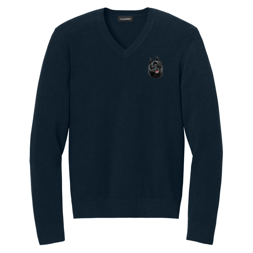Schipperke Embroidered V-Neck Sweater