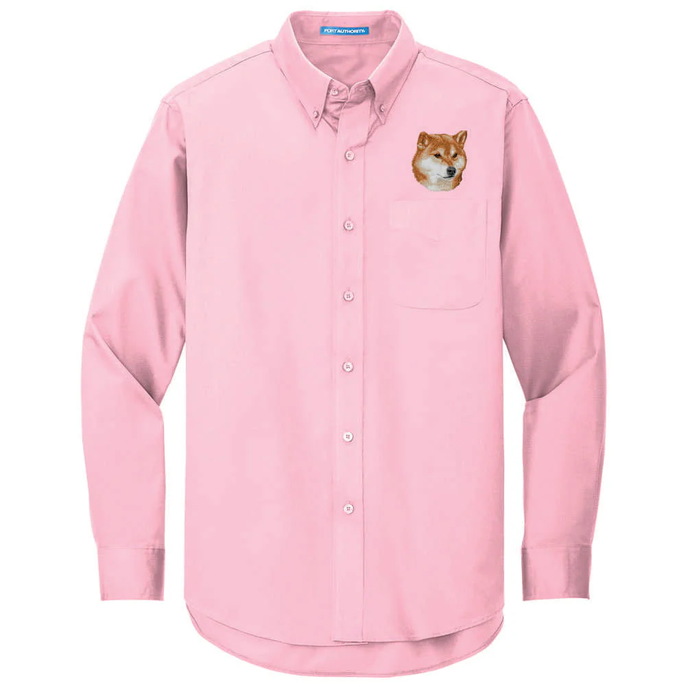 Shiba Inu Embroidered Long Sleeve Button Up Shirt - Image 4