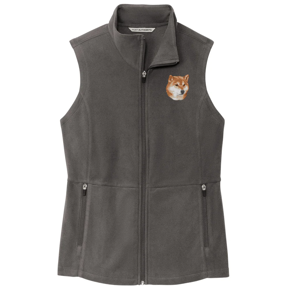 Shiba Inu Embroidered Women's Fleece Vest - Image 2