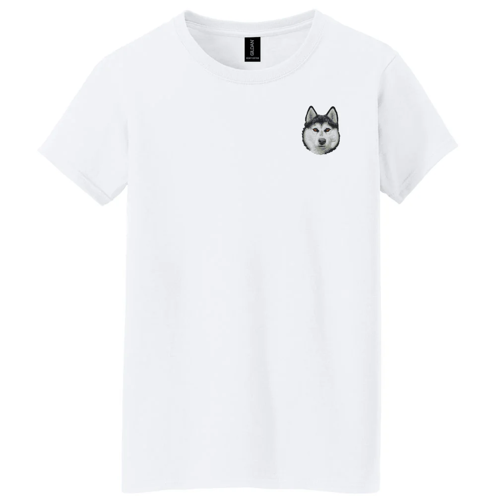 Siberian Husky Embroidered Women's T-Shirt - Image 2