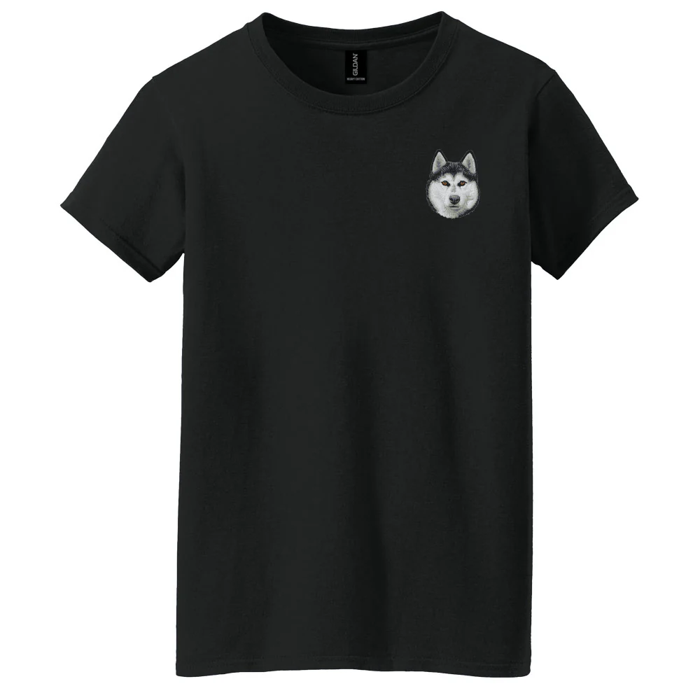 Siberian Husky Embroidered Women's T-Shirt - Image 3
