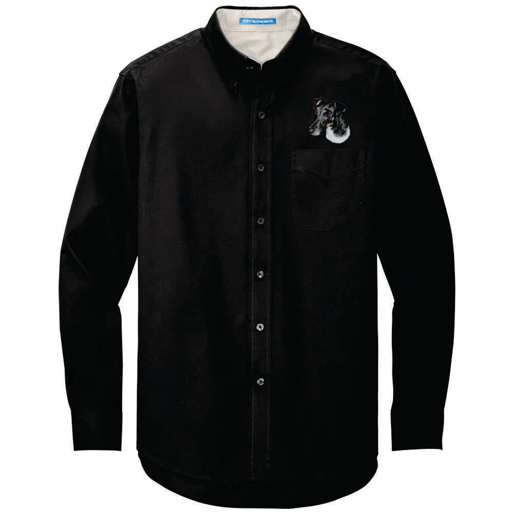 Smooth Fox Terrier Embroidered Long Sleeve Button Up Shirt - Image 3
