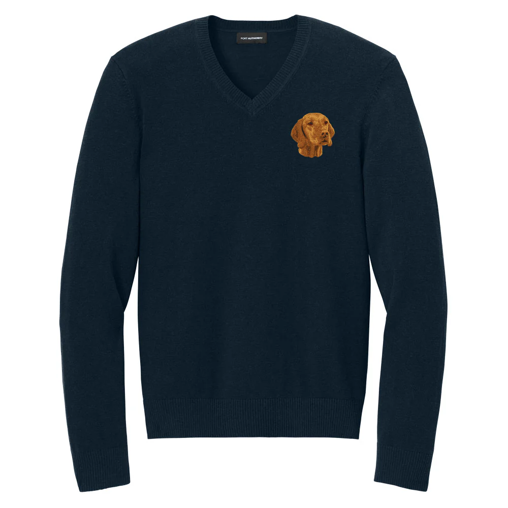 Vizsla Embroidered V-Neck Sweater