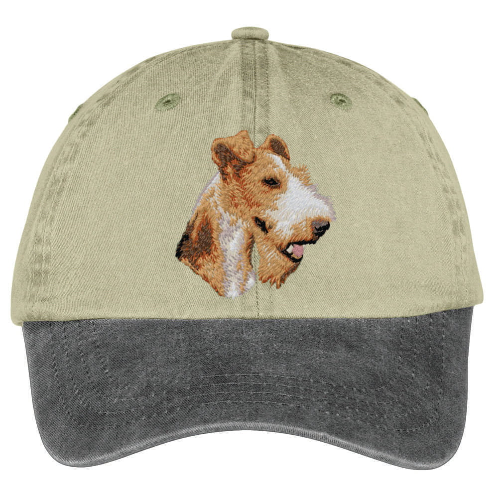 Wire Fox Terrier  Embroidered Two Tone Baseball Cap
