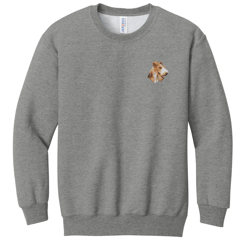 Wire Fox Terrier Embroidered Youth Crewneck Sweatshirt