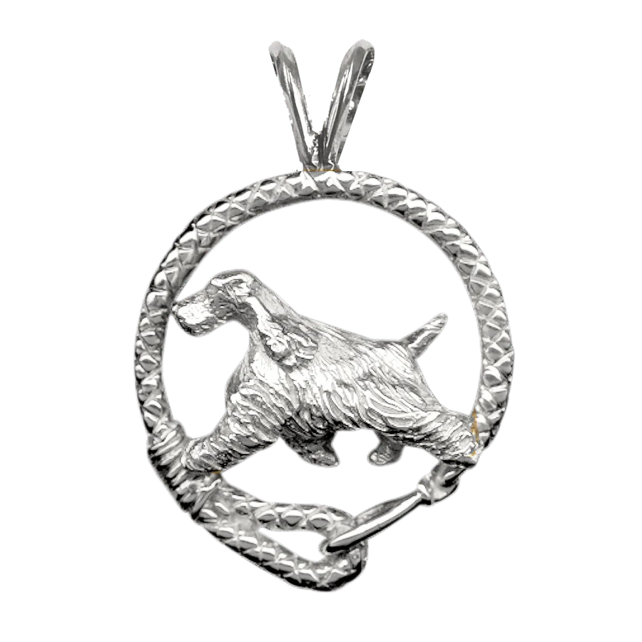 English Cocker Spaniel in Solid Sterling Silver Leash Pendant