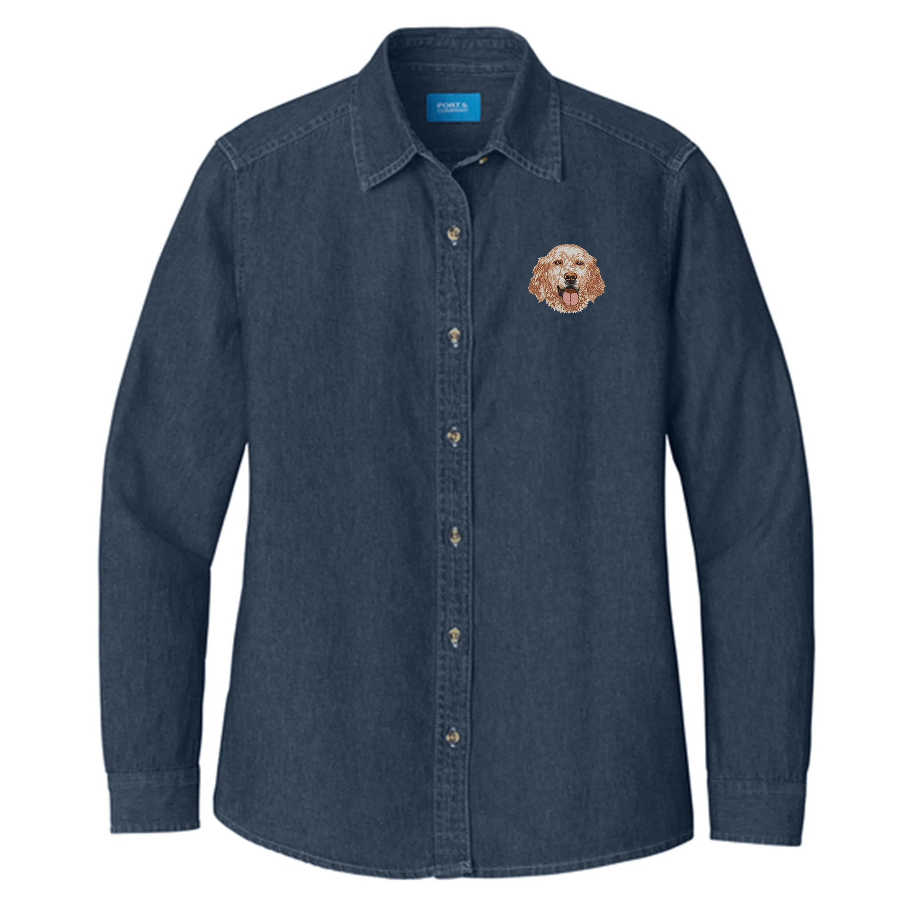 English Setter Embroidered Women's Denim Shirt - Image 3
