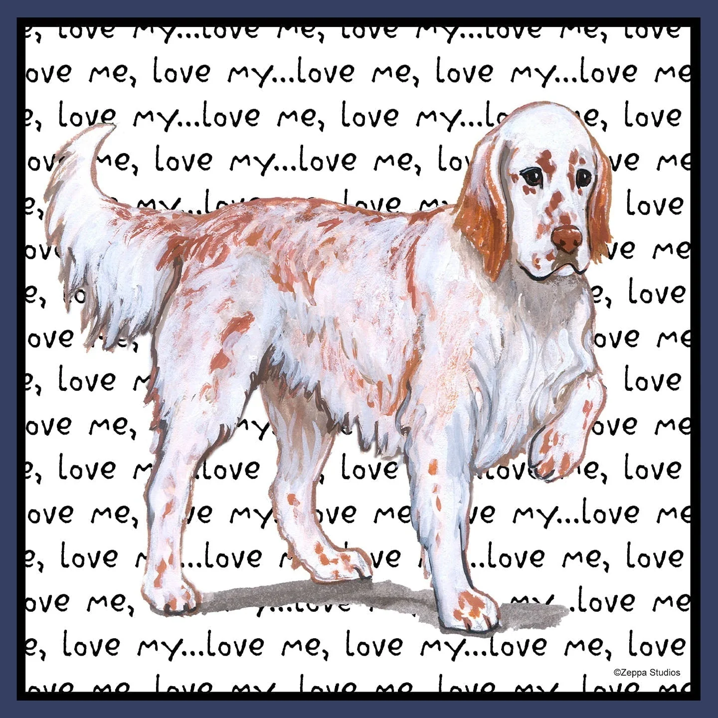 English Setter Love Text - Adult Unisex Crewneck Sweatshirt - Image 2