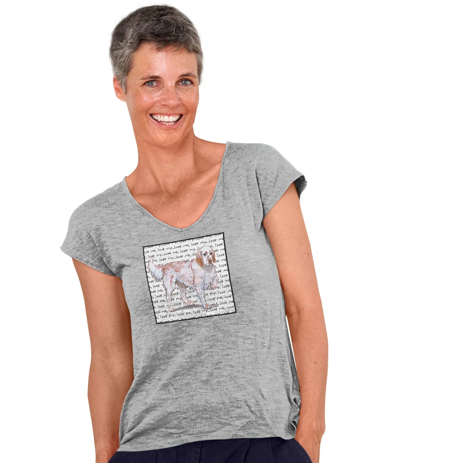 English Setter Love Text - Women's V-Neck T-Shirt - Image 3