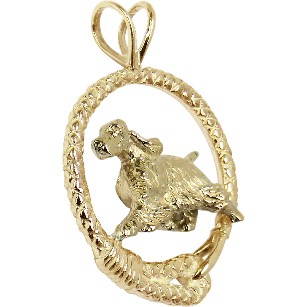 Solid 14K Gold English Springer Spaniel Leash Pendant - Image 2
