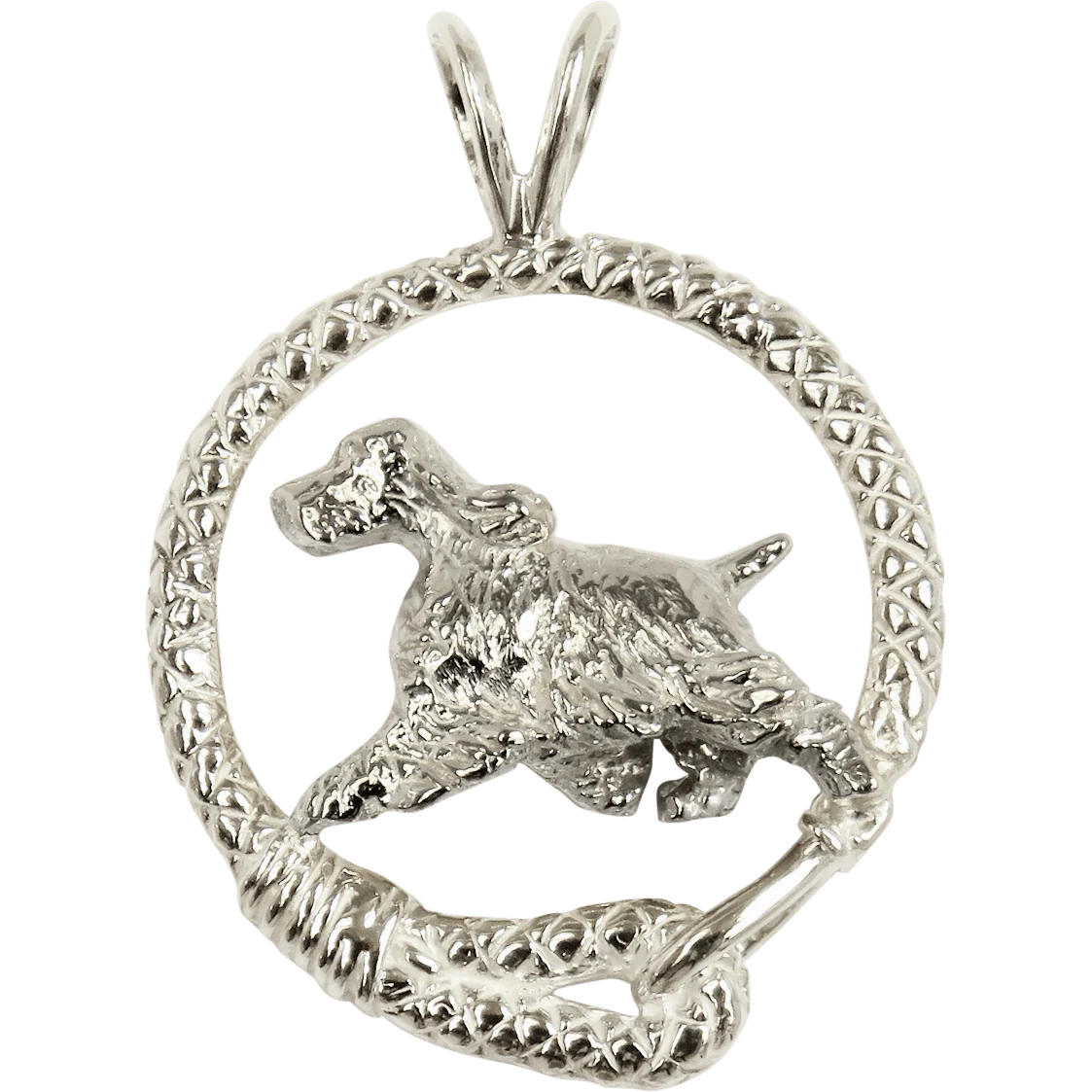 English Springer Spaniel in Solid Sterling Silver Leash Pendant