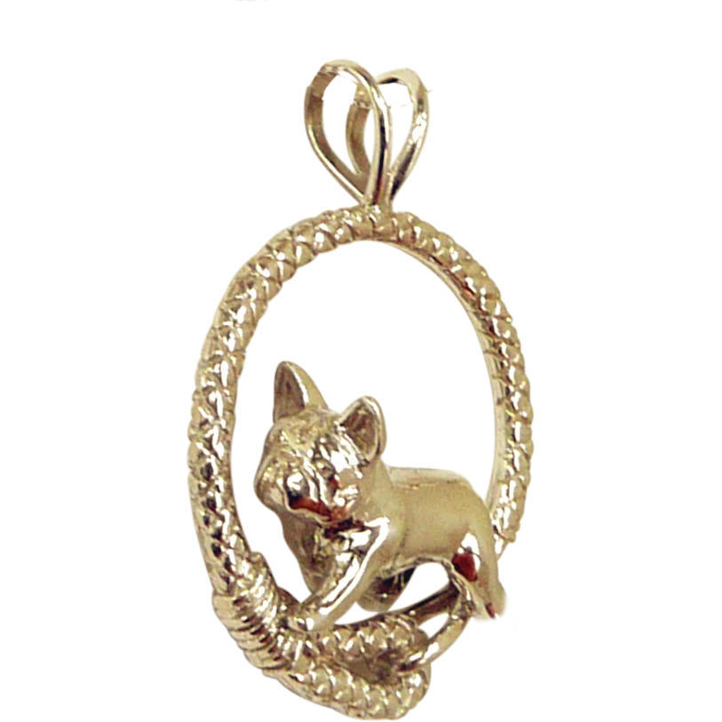 French Bulldog Solid 14K Gold Leash Pendant - Image 2
