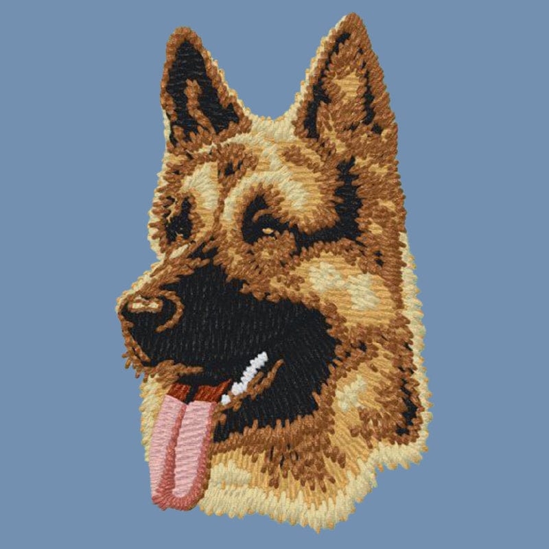 German Shepherd Dog Embroidered Men's Denim Shirt - Image 2