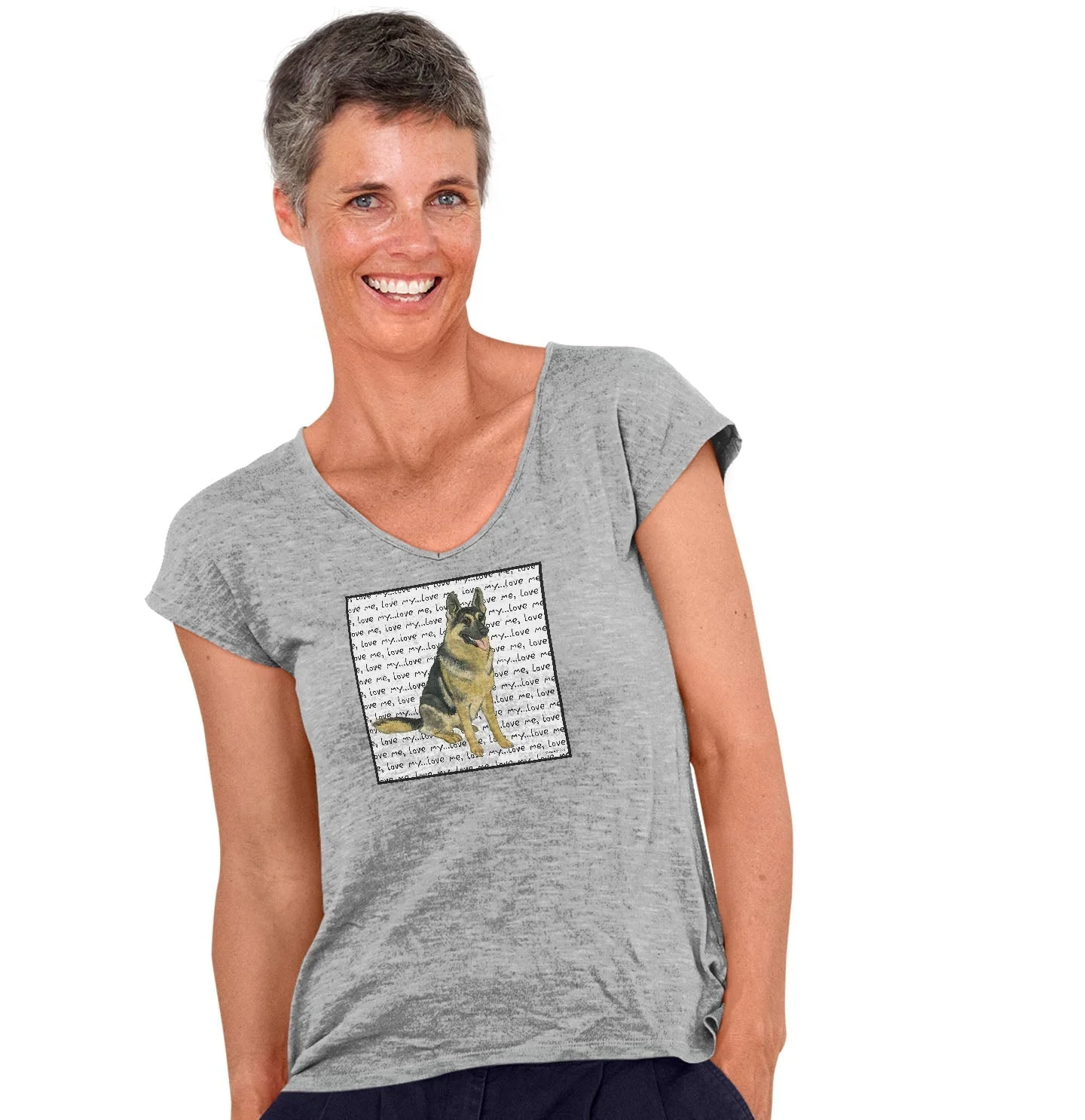 German Shepherd Dog Love Text - Women's V-Neck T-Shirt - Image 3
