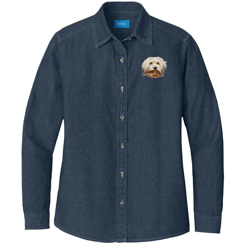 Havanese Embroidered Women's Denim Shirt - Image 3