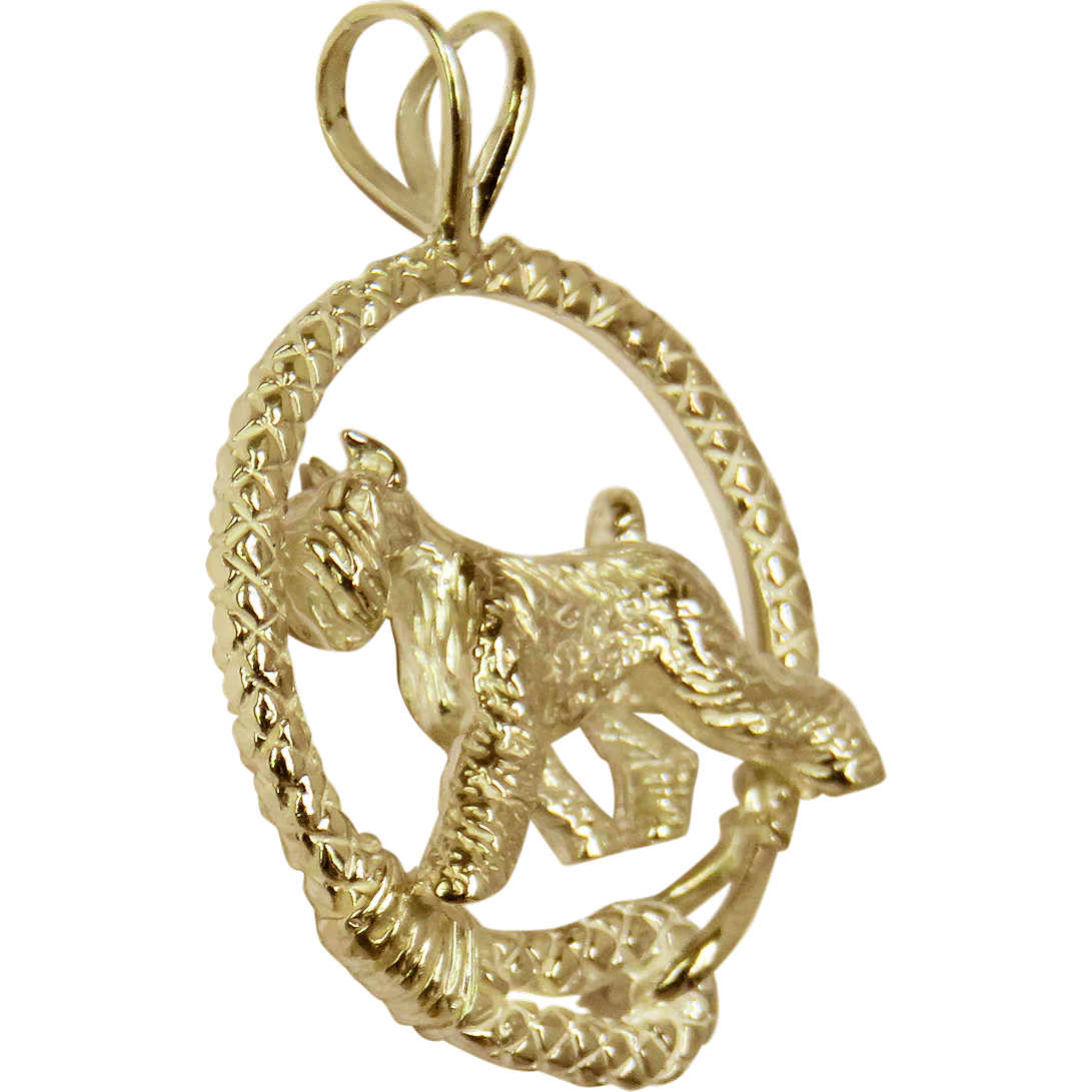 Giant Schnauzer Solid 14K Gold  Leash Pendant - Image 2