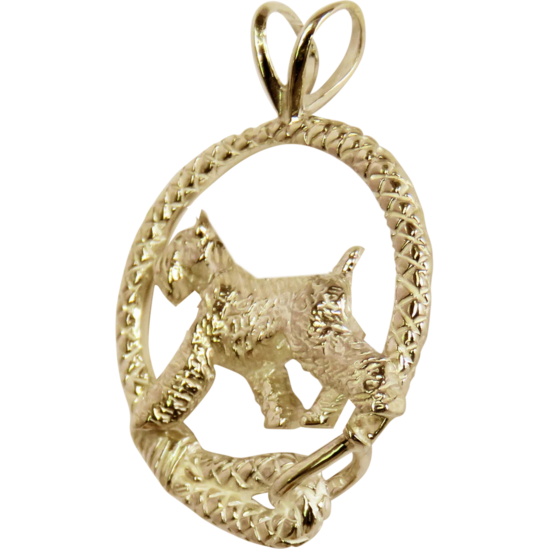 Giant Schnauzer Solid 14K Gold  Leash Pendant - Image 3