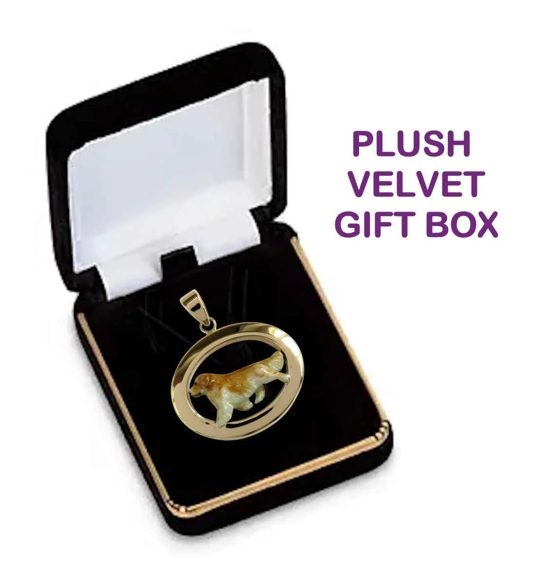 Golden Retriever Trotting in 14K Gold Oval Pendant Custom Enamel - Image 4