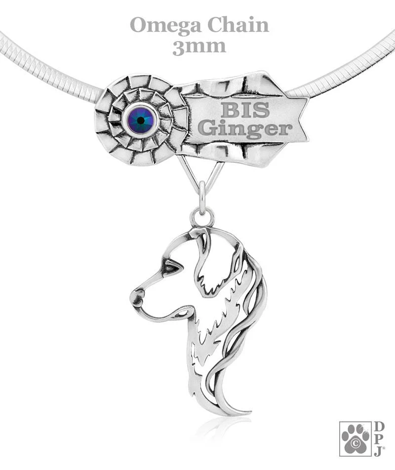 Golden Retriever, Head, Engravable Ribbon Charm Holder