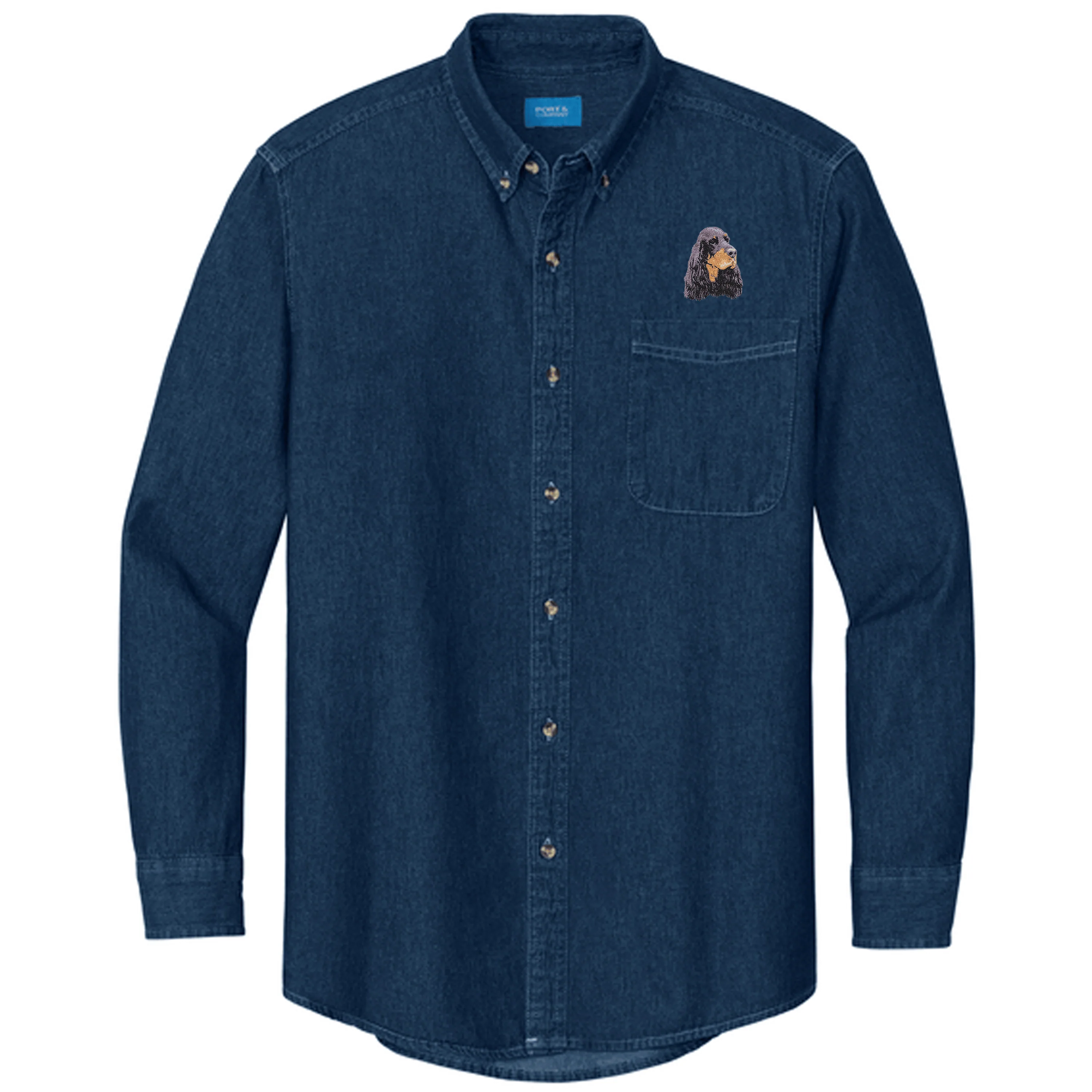 Gordon Setter Embroidered Men's Denim Shirt - Image 3