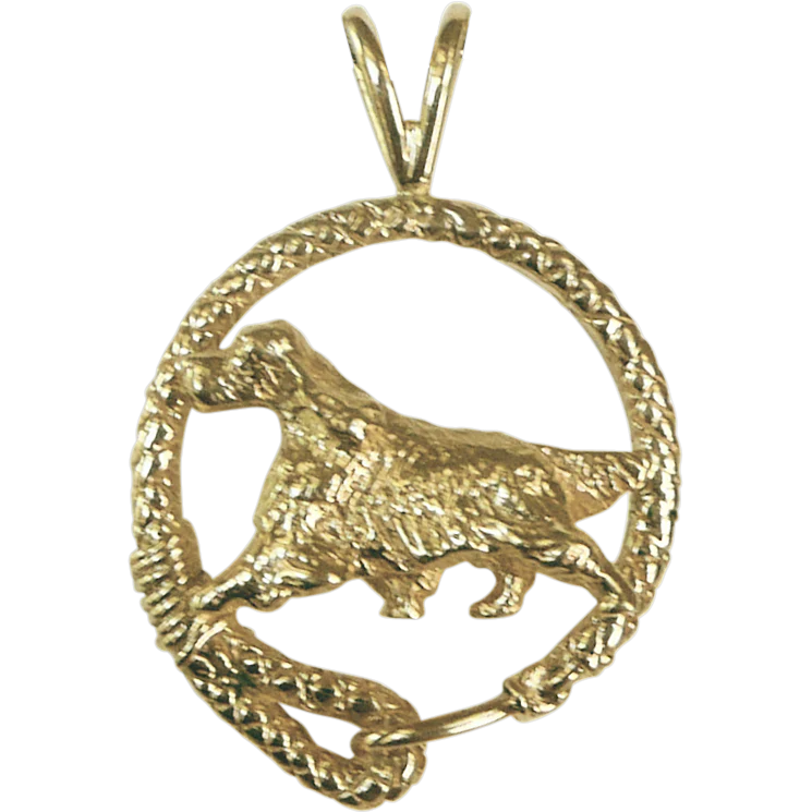 Solid 14K Gold Gordon Setter Leash Pendant