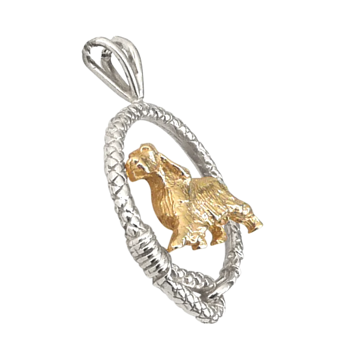 Solid 14K Gold Gordon Setter in Sterling Silver Leash Pendant - Image 2
