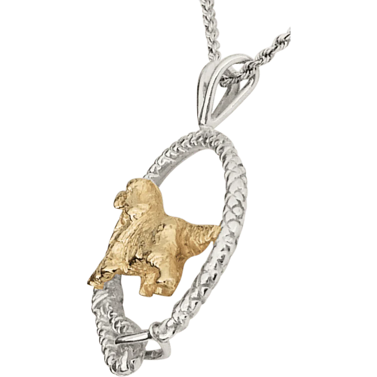Solid 14K Gold Gordon Setter in Sterling Silver Leash Pendant - Image 3
