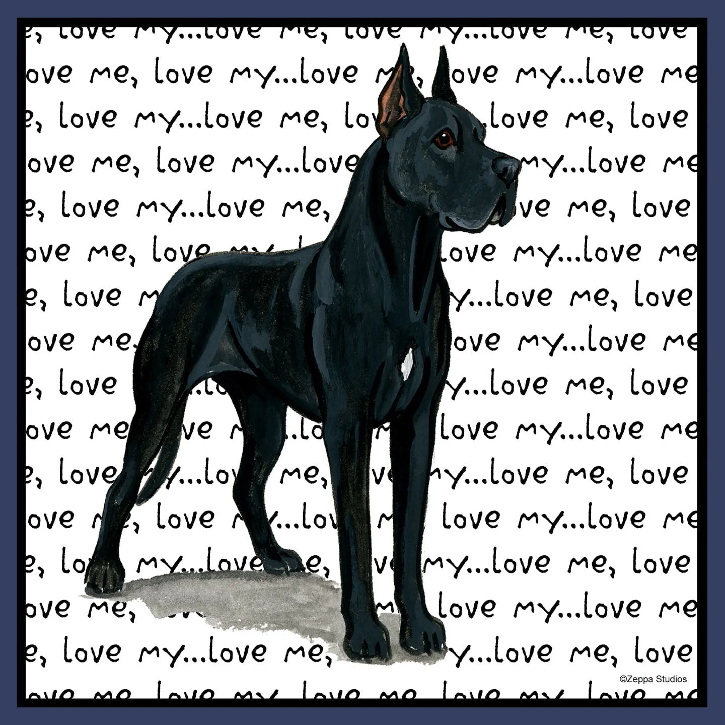 Great Dane (Cropped Ears) Love Text - Adult Unisex Crewneck Sweatshirt - Image 2
