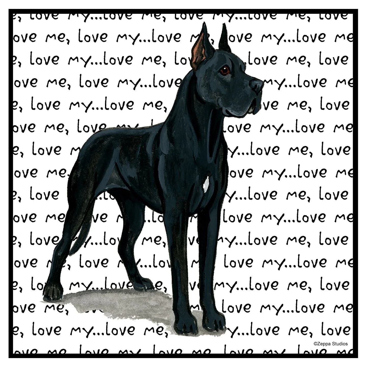 Great Dane (Cropped Ears) Love Text - Women's V-Neck T-Shirt - Image 2
