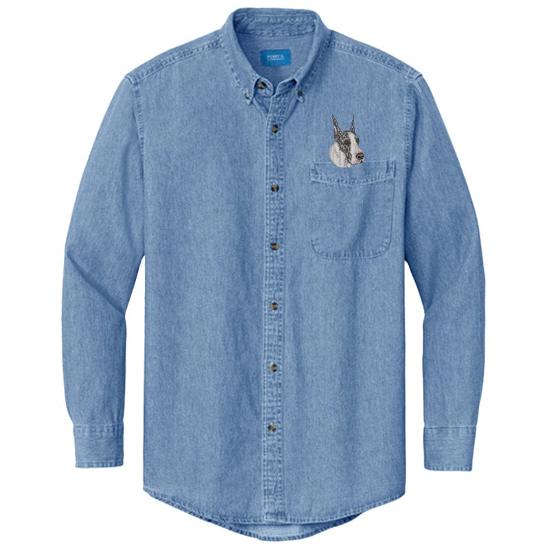 Great Dane Embroidered Men's Denim Shirt - Image 13