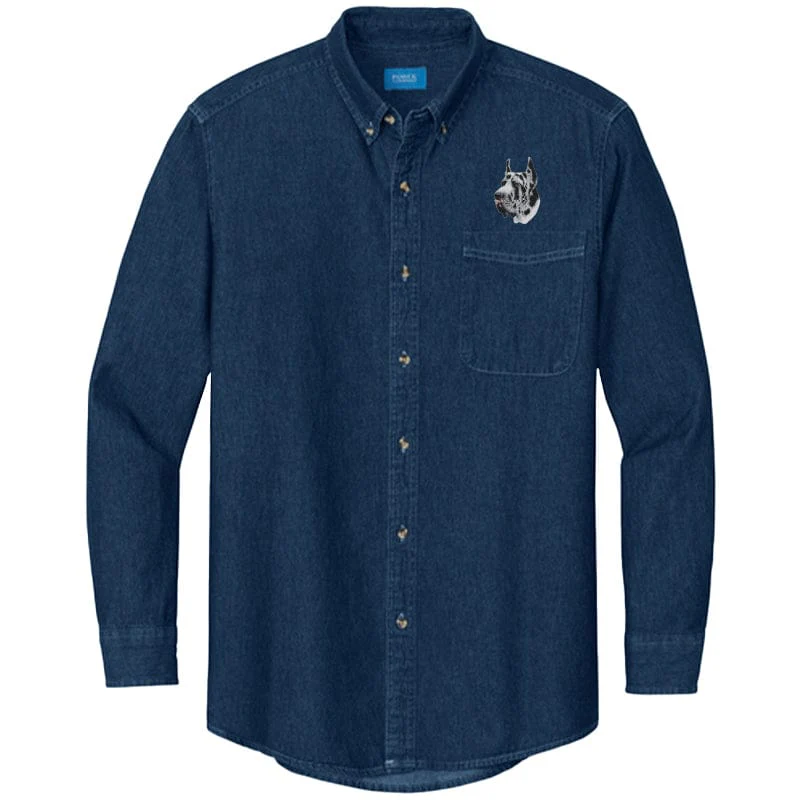 Great Dane Embroidered Men's Denim Shirt - Image 7