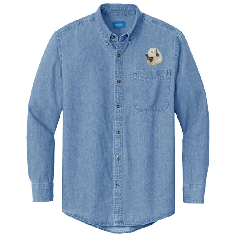 Great Pyrenees Embroidered Men's Denim Shirt