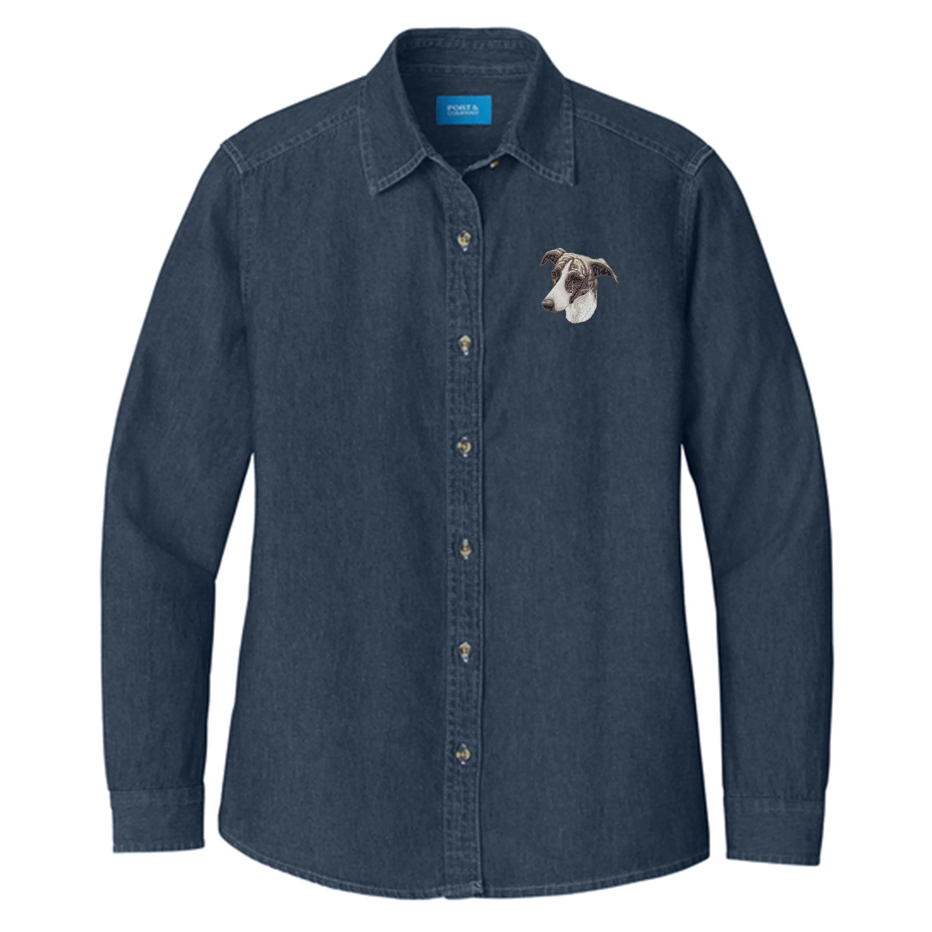 Greyhound Embroidered Women's Denim Shirt - Image 2