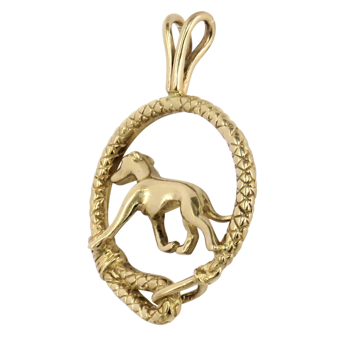 Solid 14K Gold Greyhound Leash Pendant - Image 3