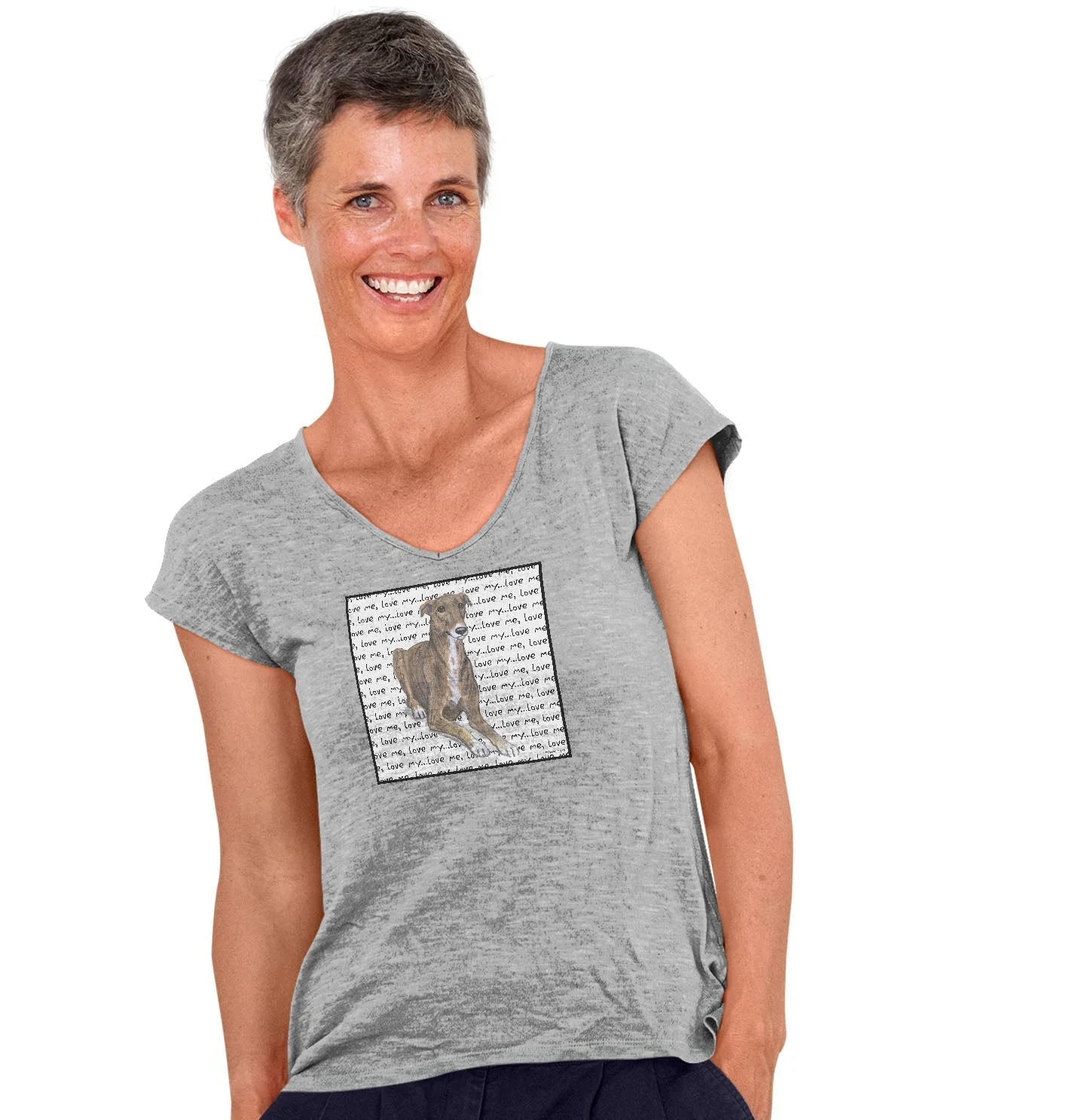 Greyhound Love Text - Women's V-Neck T-Shirt - Image 3