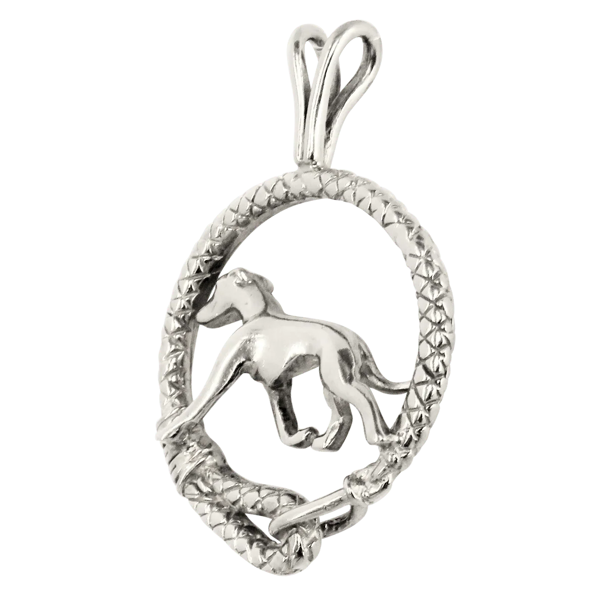 Greyhound in Solid Sterling Silver Leash Pendant - Image 3