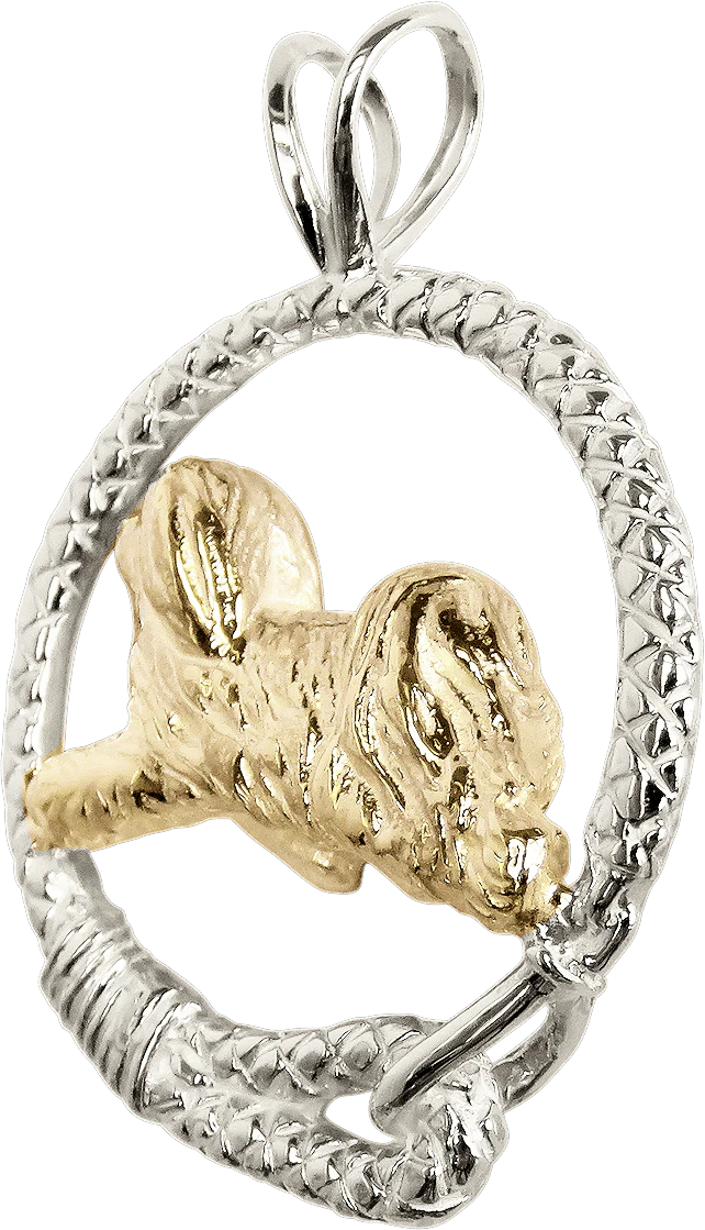 Solid 14K Gold Havanese in Sterling Silver Leash Pendant - Image 3