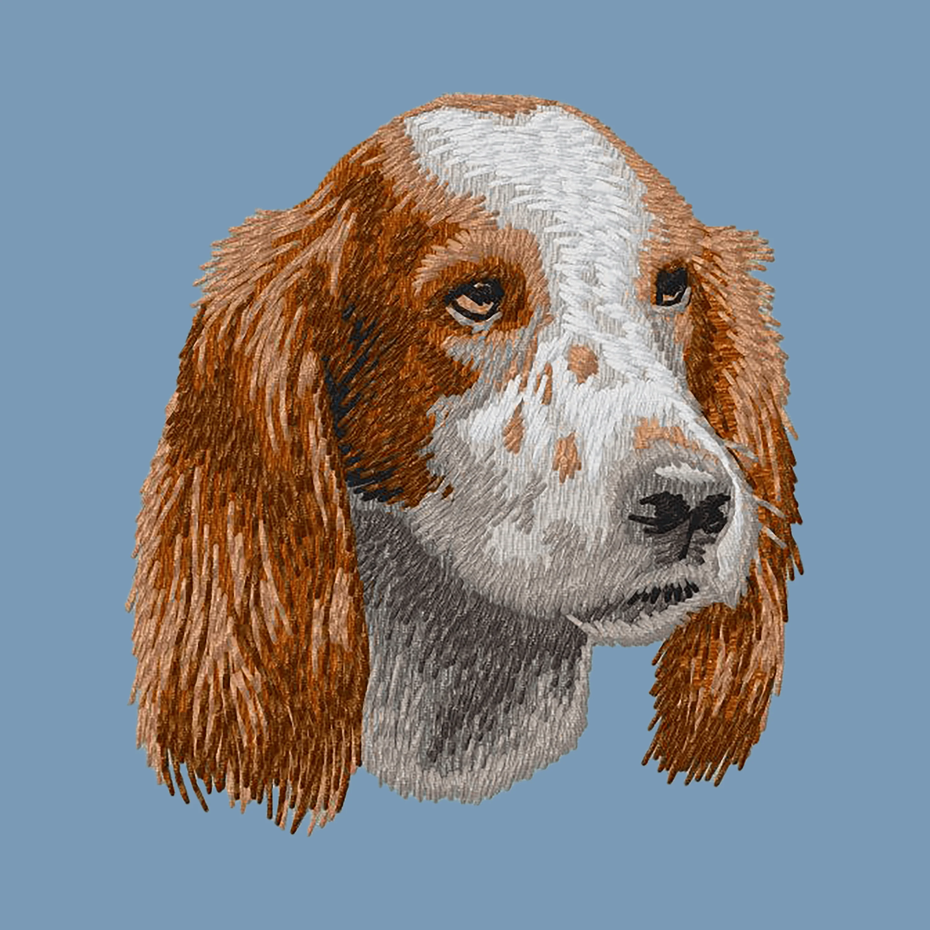 Irish Red and White Setter Embroidered Men's Denim Shirt - Image 2
