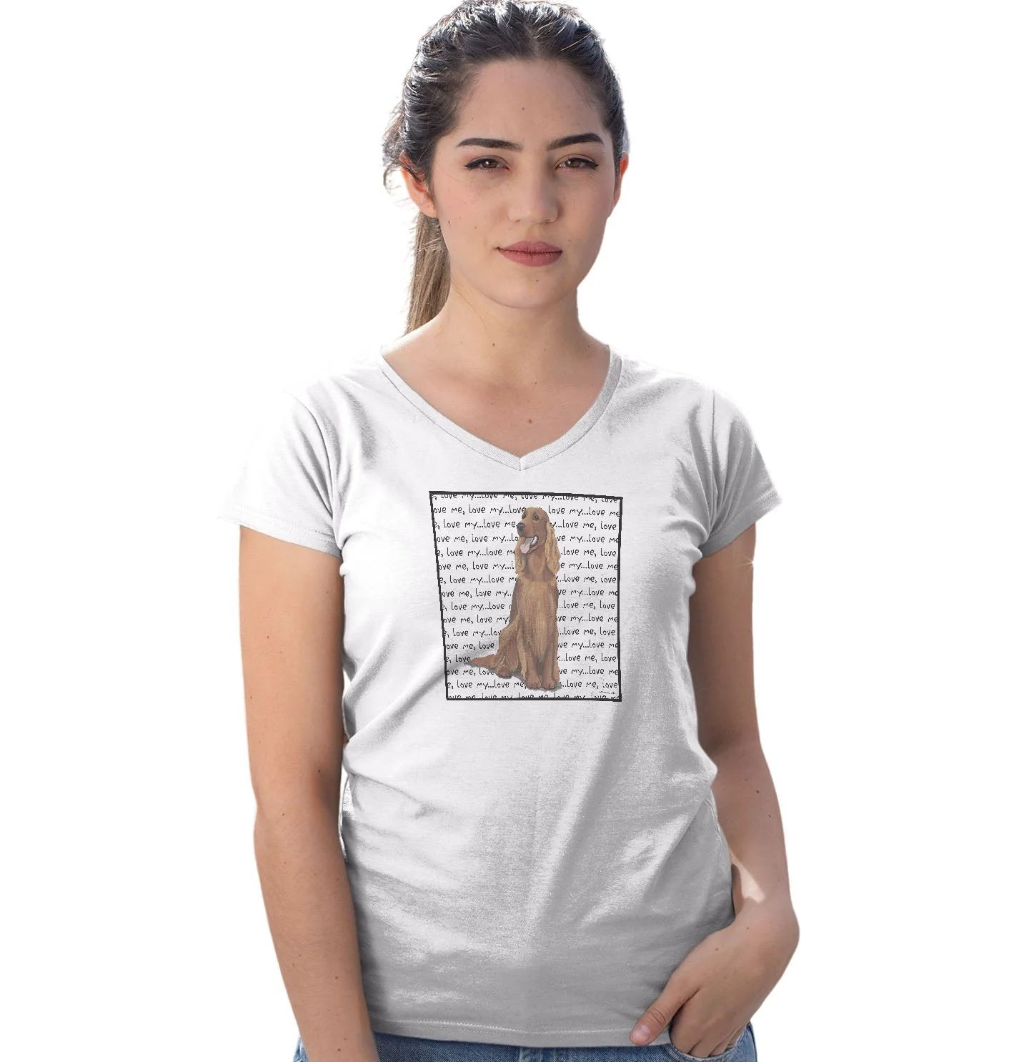 Irish Setter Love Text - Women's V-Neck T-Shirt - Image 3