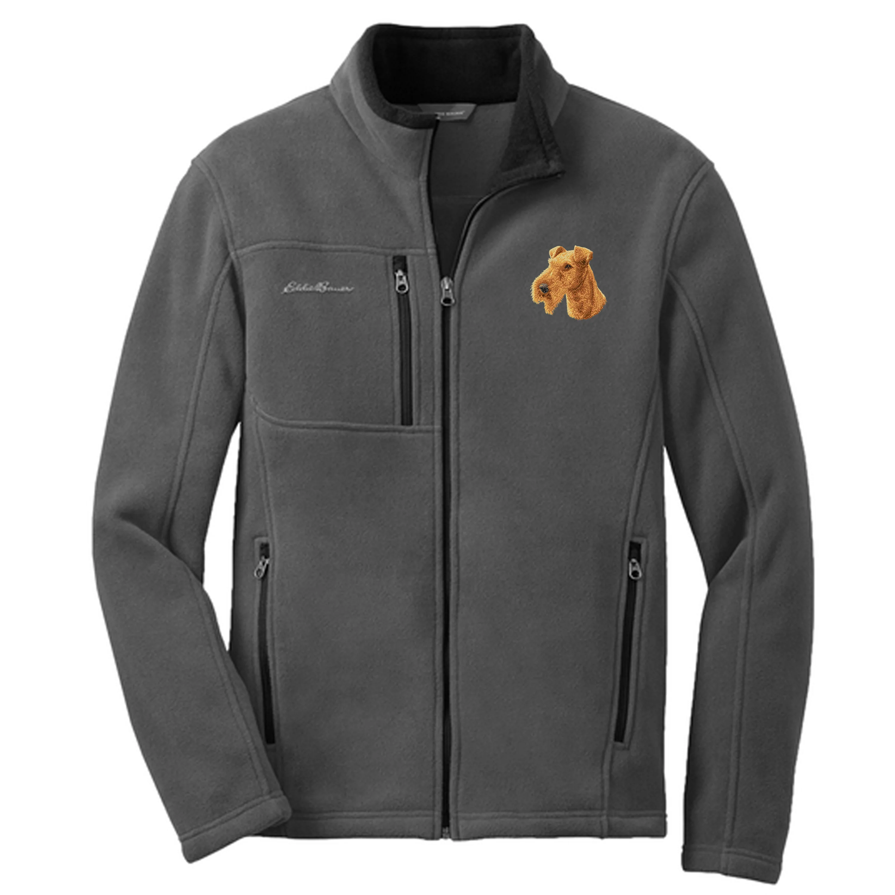 Irish Terrier Embroidered Men's Fleece Jacket