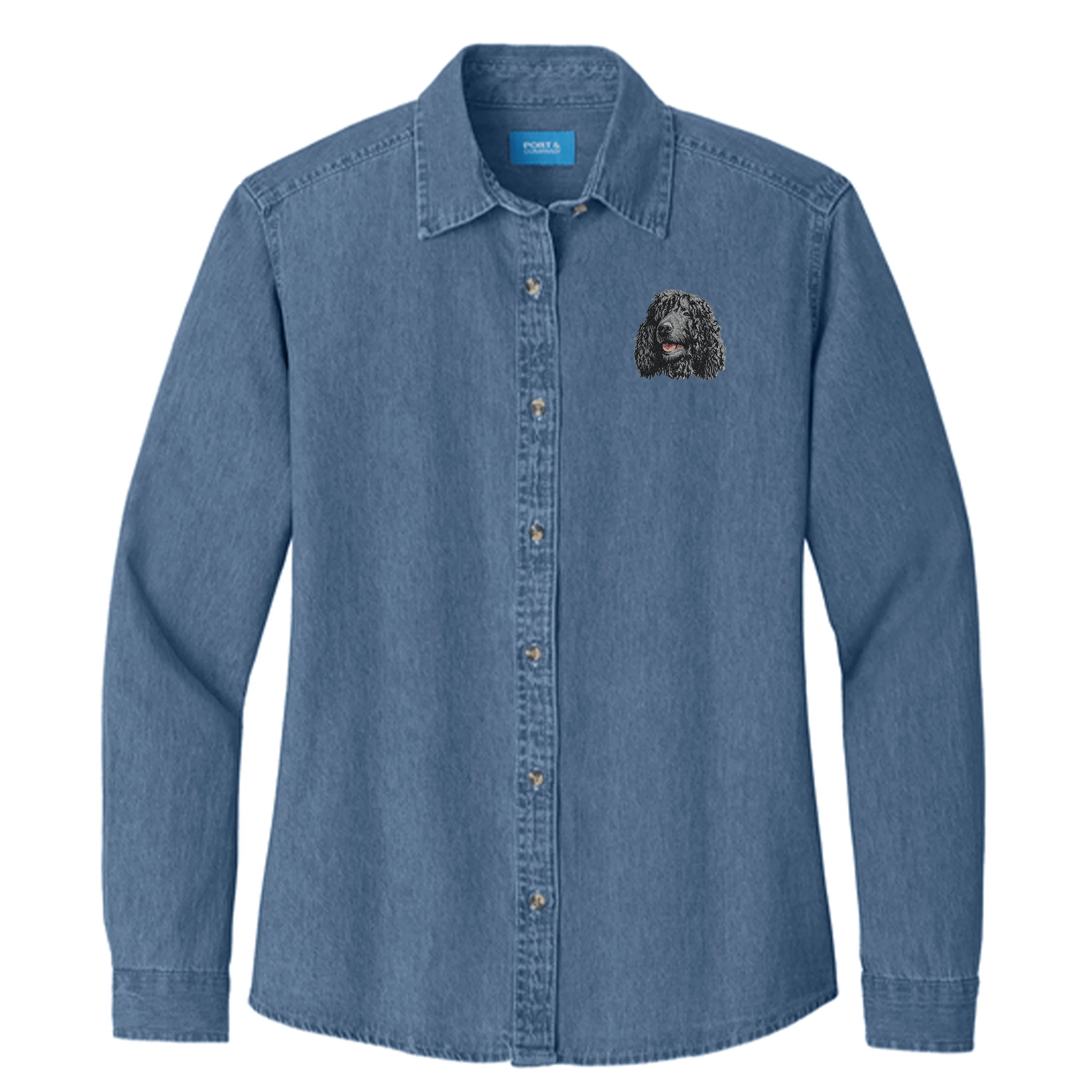 Irish Water Spaniel Embroidered Women's Denim Shirt
