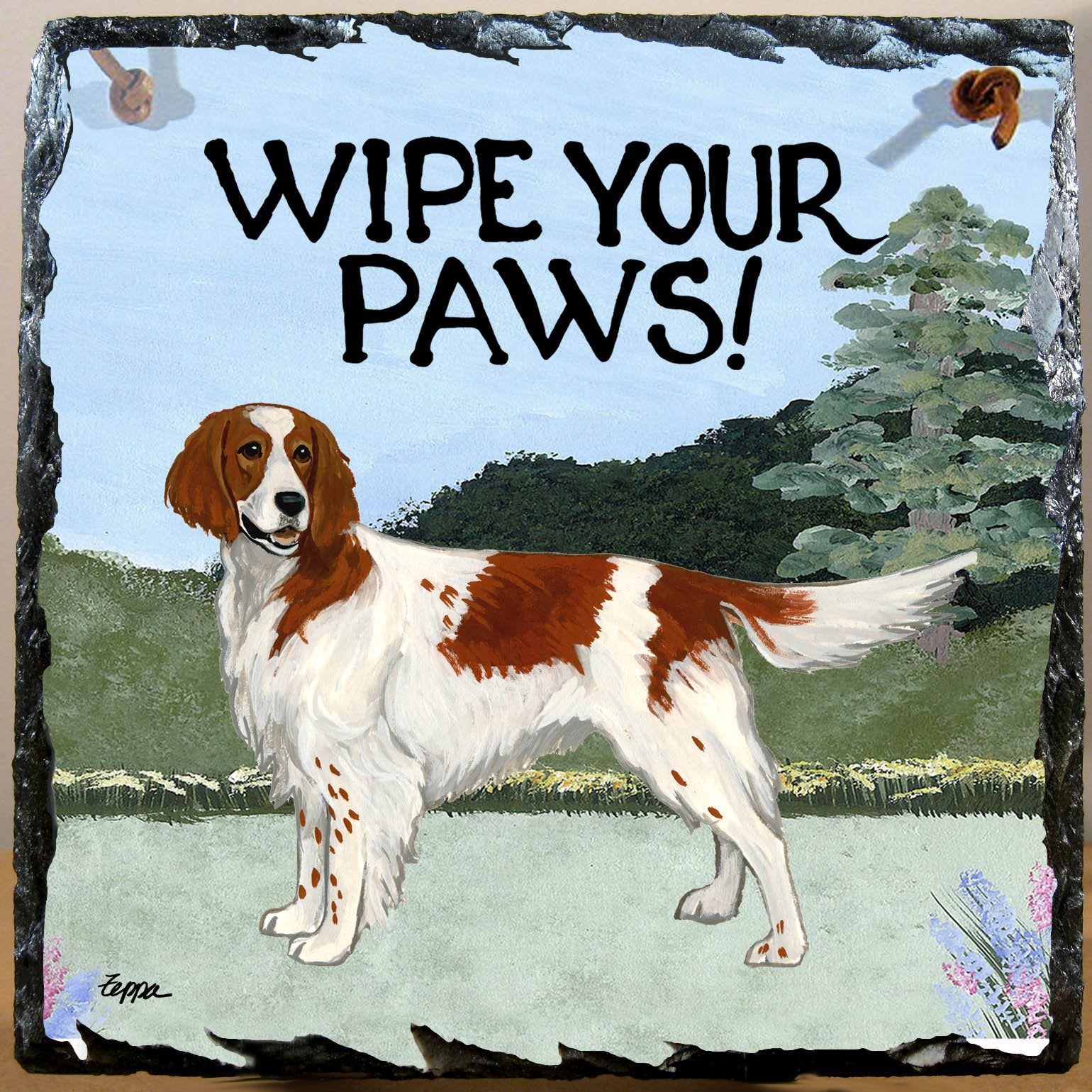 Irish Red & White Setter Slate Sign