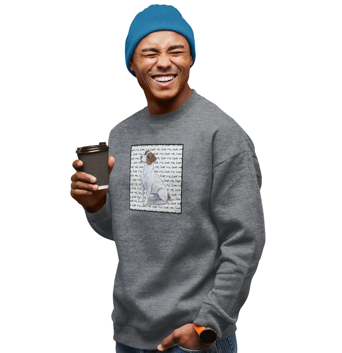 Jack Russell Terrier Love Text - Adult Unisex Crewneck Sweatshirt