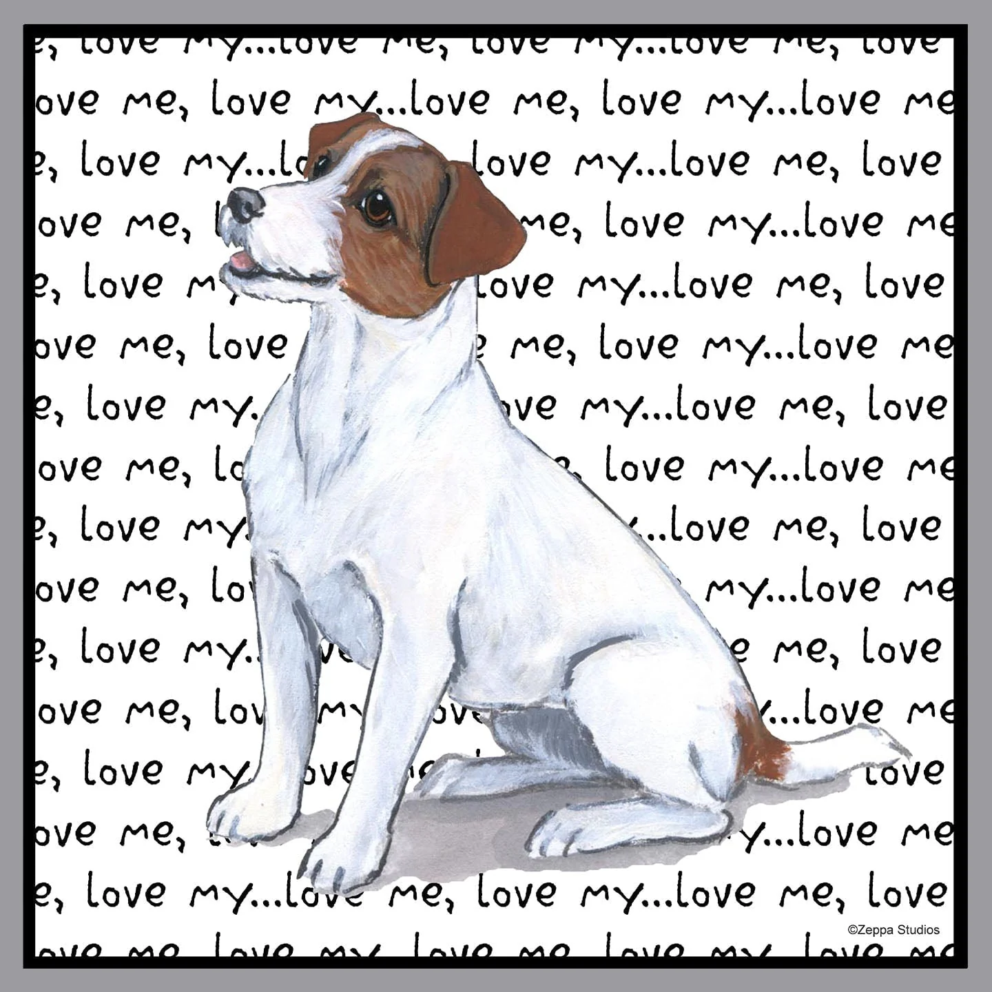 Jack Russell Terrier Love Text - Adult Unisex Crewneck Sweatshirt - Image 2