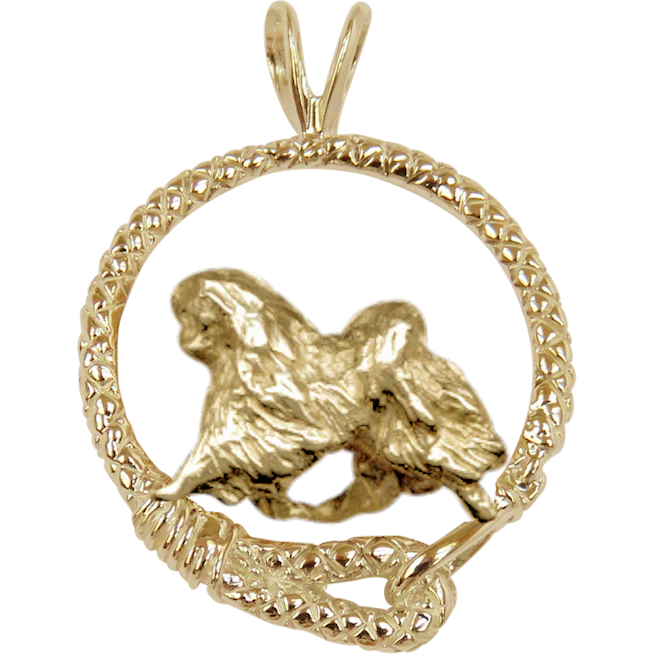 Solid 14K Gold Japanese Chin Leash Pendant
