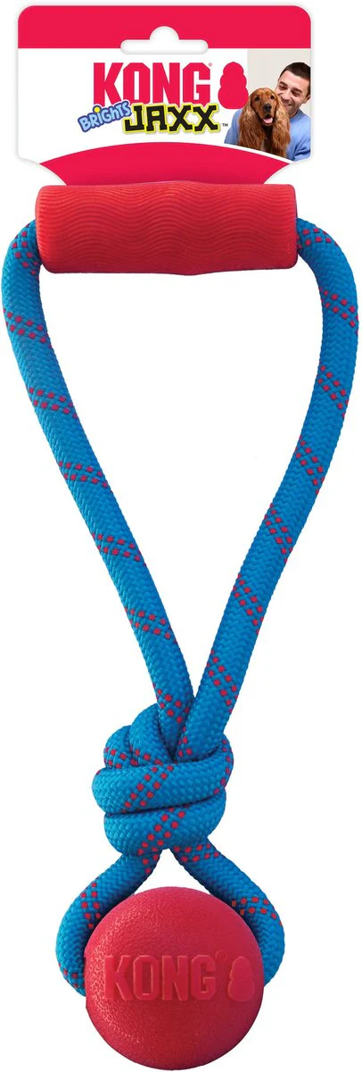 KONG Jaxx Brights Dog Ropes Tug Toy with Ball, Assorted, Medium - Image 2