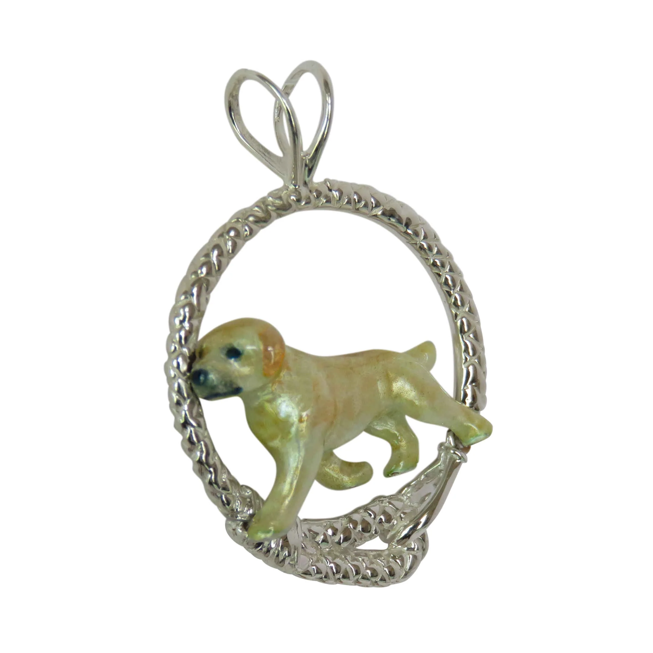 Labrador in Sterling Silver Leash Pendant Custom Enamel - Image 2