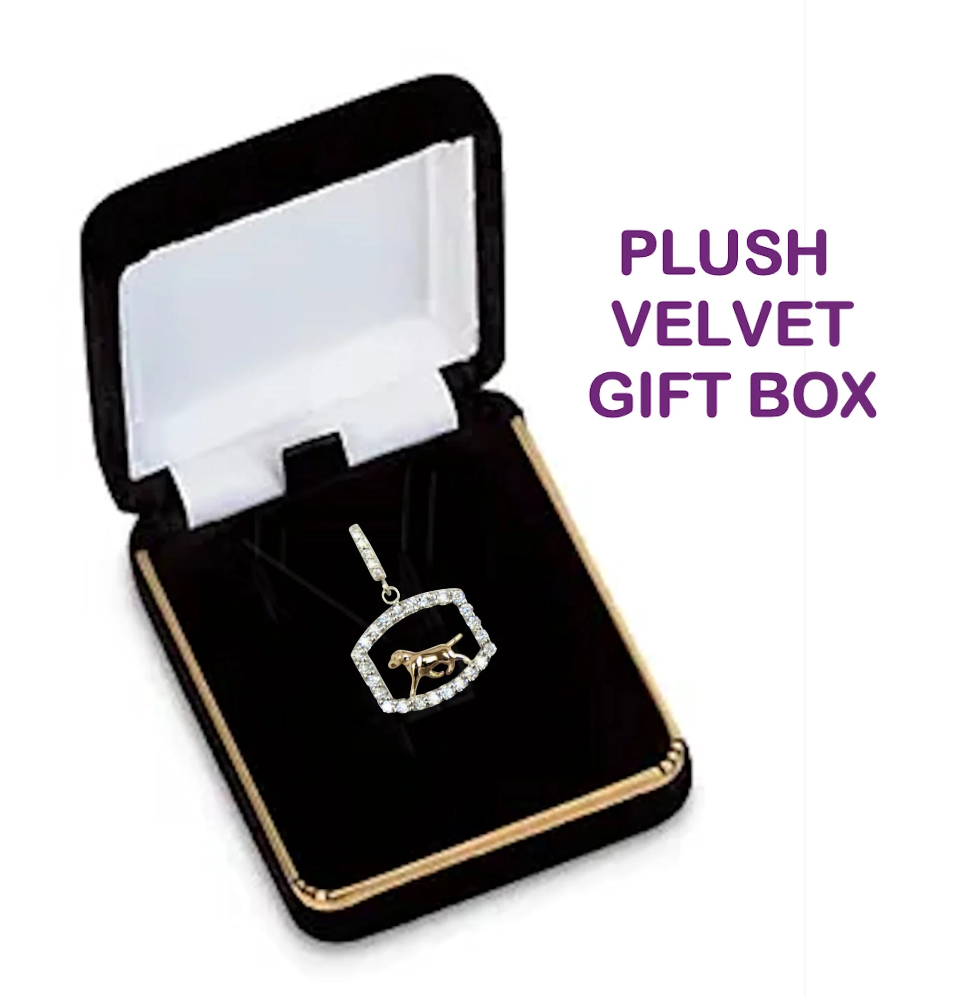 Labrador Retriever 14K Gold in Exquisite Tiny Genuine Diamond Frame Pendant - Image 2