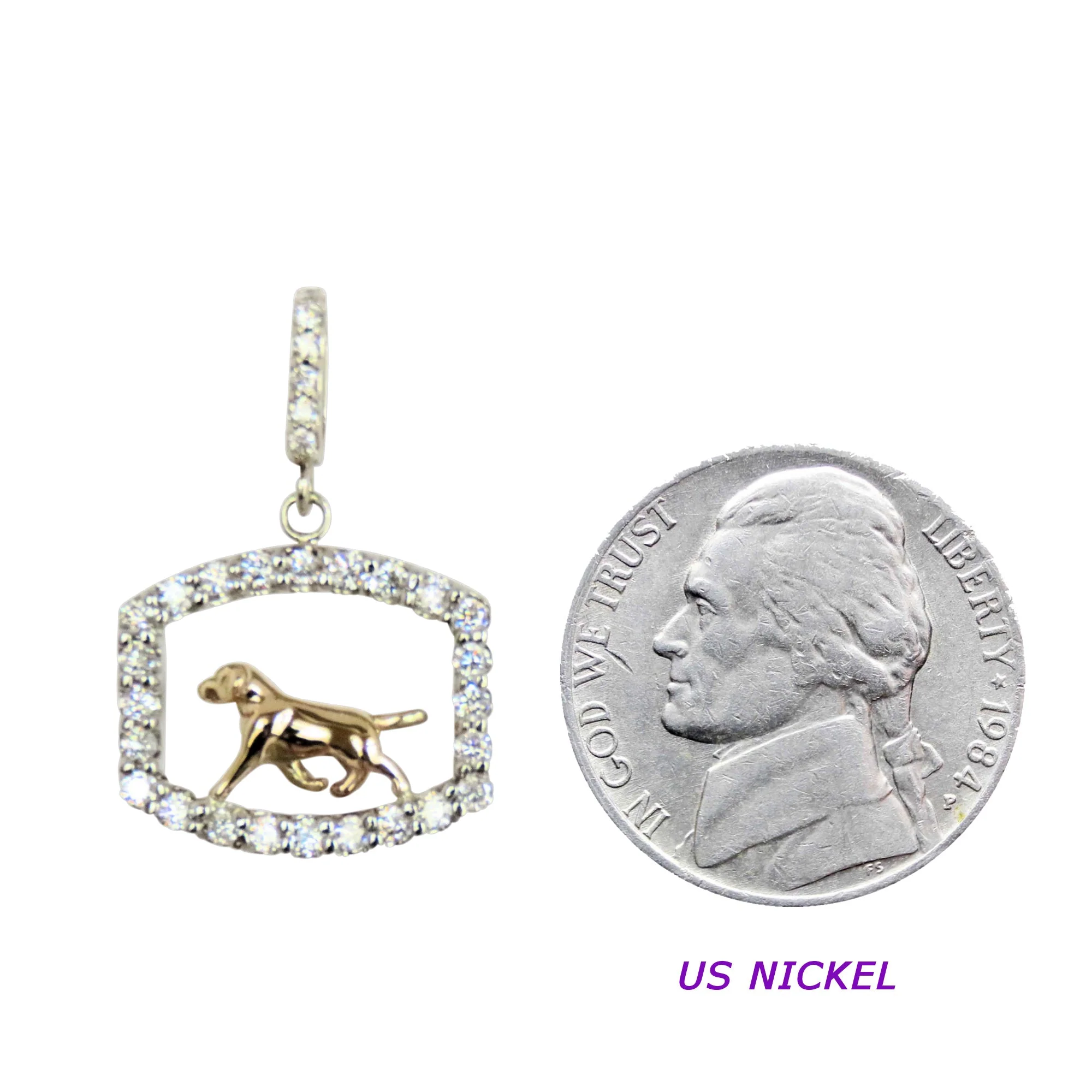 Labrador Retriever 14K Gold in Exquisite Tiny Genuine Diamond Frame Pendant - Image 5