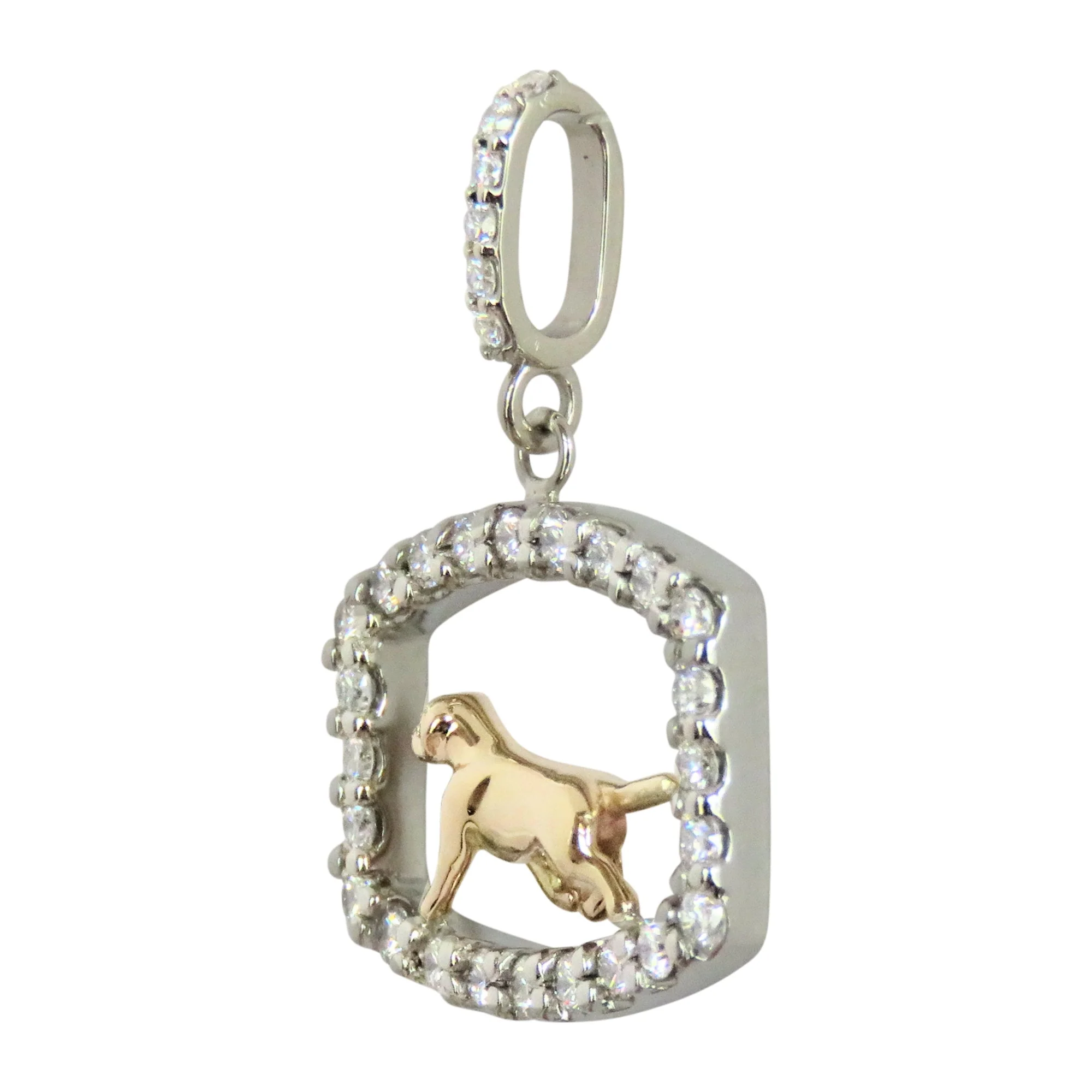 Labrador Retriever 14K Gold in Exquisite Tiny Genuine Diamond Frame Pendant - Image 6